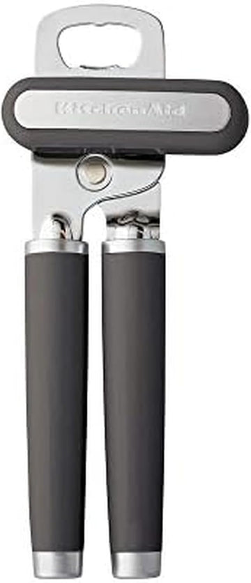 KitchenAid Classic Multifunction Can Opener and Bottle Opener Easy to Use, Razor Sharp Stainless Steel Cutting Wheel, Soft Ergonomic Handles, Black