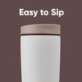 Owala SmoothSip Slider Insulated Stainless Steel Coffee Tumbler, Reusable Iced Coffee Cup, Hot Coffee Travel Mug, BPA Free 12 oz, Vanilla Bean