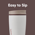 Owala SmoothSip Slider Insulated Stainless Steel Coffee Tumbler, Reusable Iced Coffee Cup, Hot Coffee Travel Mug, BPA Free 12 oz, Vanilla Bean