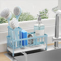 Cisily Sponge Holder for Kitchen Sink, Sink Caddy Organizer with High Brush Holder, Kitchen Countertop Organizers and Storage Essentials, Rustproof 304 Stainless Steel (Black, 9.25″)
