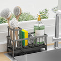 Cisily Sponge Holder for Kitchen Sink, Sink Caddy Organizer with High Brush Holder, Kitchen Countertop Organizers and Storage Essentials, Rustproof 304 Stainless Steel (Black, 9.25″)