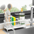 Cisily Sponge Holder for Kitchen Sink, Sink Caddy Organizer with High Brush Holder, Kitchen Countertop Organizers and Storage Essentials, Rustproof 304 Stainless Steel (Black, 9.25″)