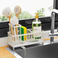 Cisily Sponge Holder for Kitchen Sink, Sink Caddy Organizer with High Brush Holder, Kitchen Countertop Organizers and Storage Essentials, Rustproof 304 Stainless Steel (Black, 9.25″)